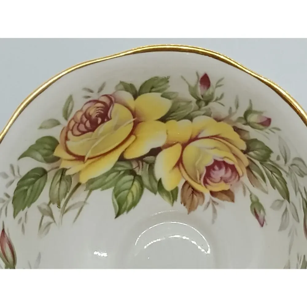 Queen's Fine Rosina Yellow Roses Bone China Tea Cup & Saucer England Estd 1875